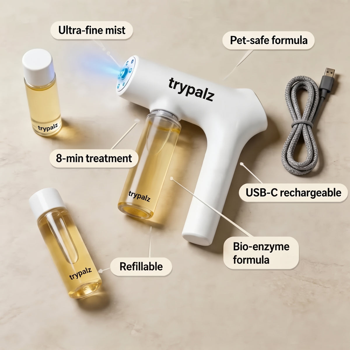 Trypalz Blue-Light Enzyme Pet Deodorizer - Ends Odor